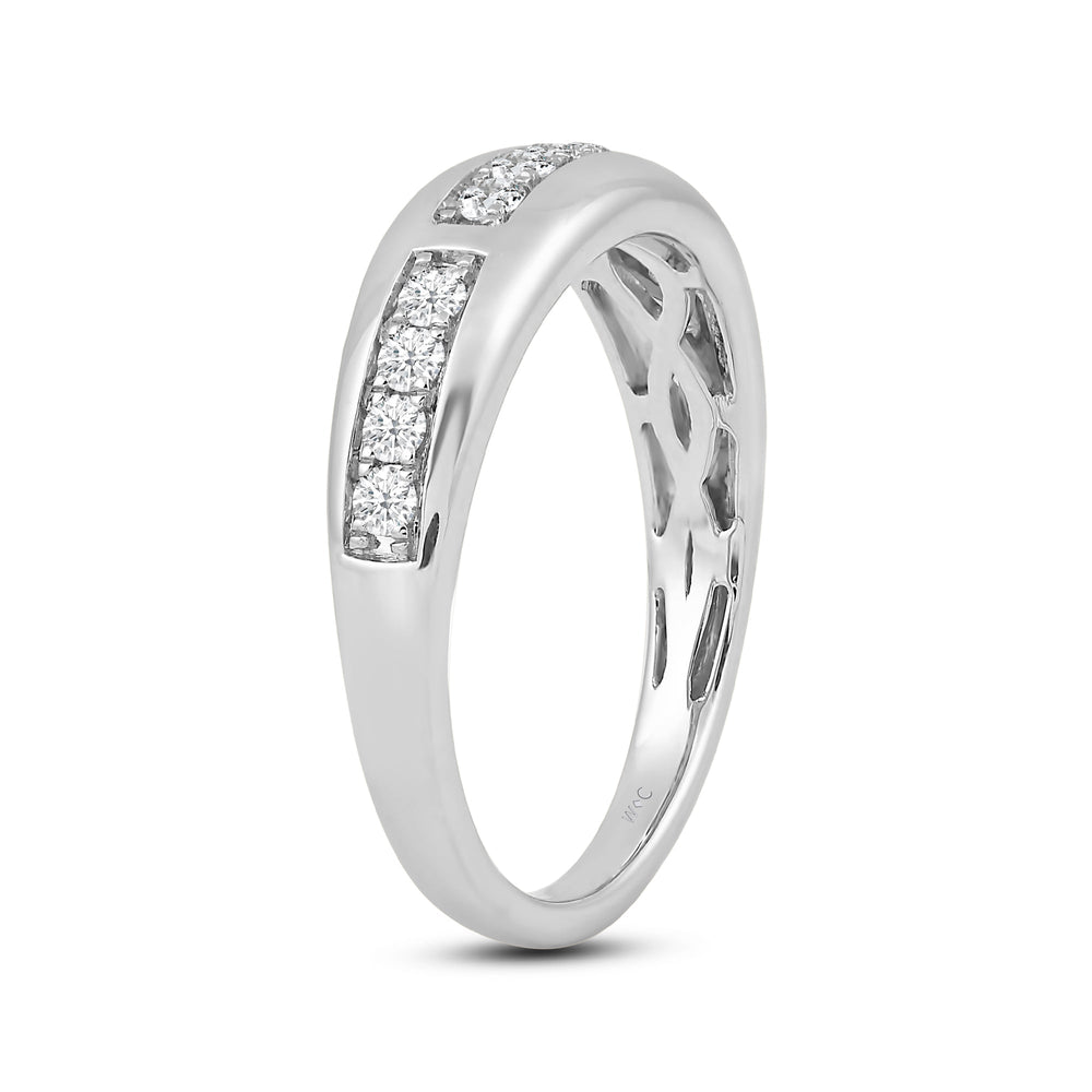 Waves Studded Diamond Fashion Ring with 14KT White Gold / Lab / 1/4 Cut Diamond in 14KT White Gold / Lab / 1/4 view 4
