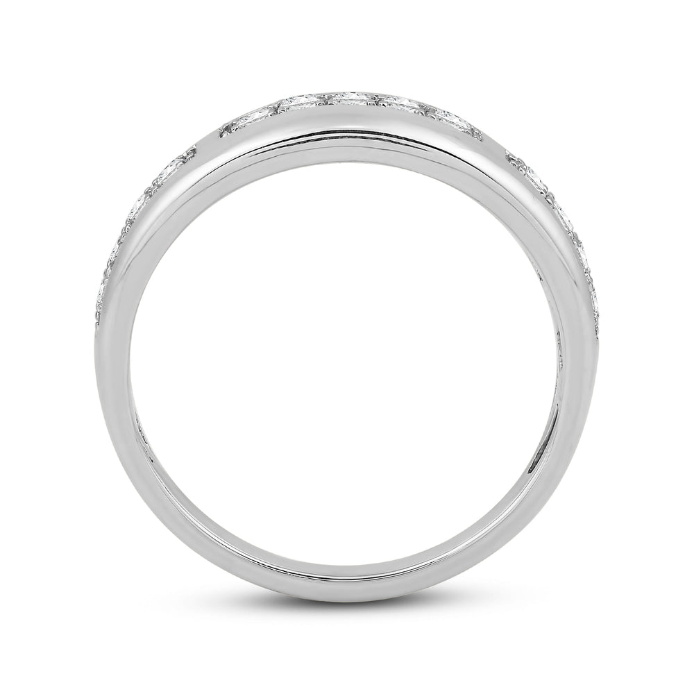Waves Studded Diamond Fashion Ring with 14KT White Gold / Lab / 1/4 Cut Diamond in 14KT White Gold / Lab / 1/4 view 2
