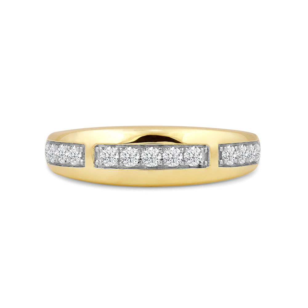 Waves Studded Diamond Fashion Ring with 14KT Yellow Gold / Lab / 1/4 Cut Diamond in 14KT Yellow Gold / Lab / 1/4 view 1

