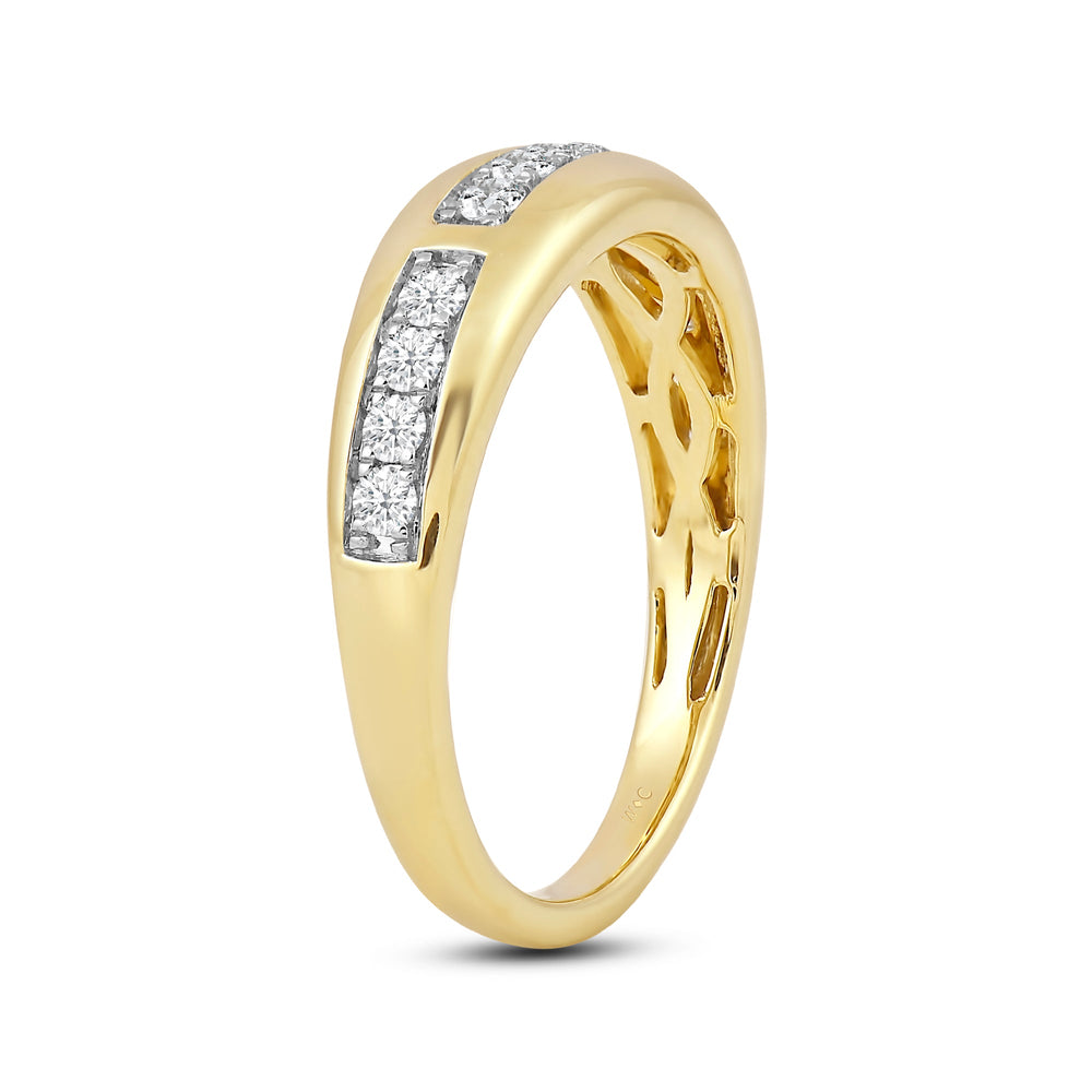 Waves Studded Diamond Fashion Ring with 14KT Yellow Gold / Lab / 1/4 Cut Diamond in 14KT Yellow Gold / Lab / 1/4 view 4
