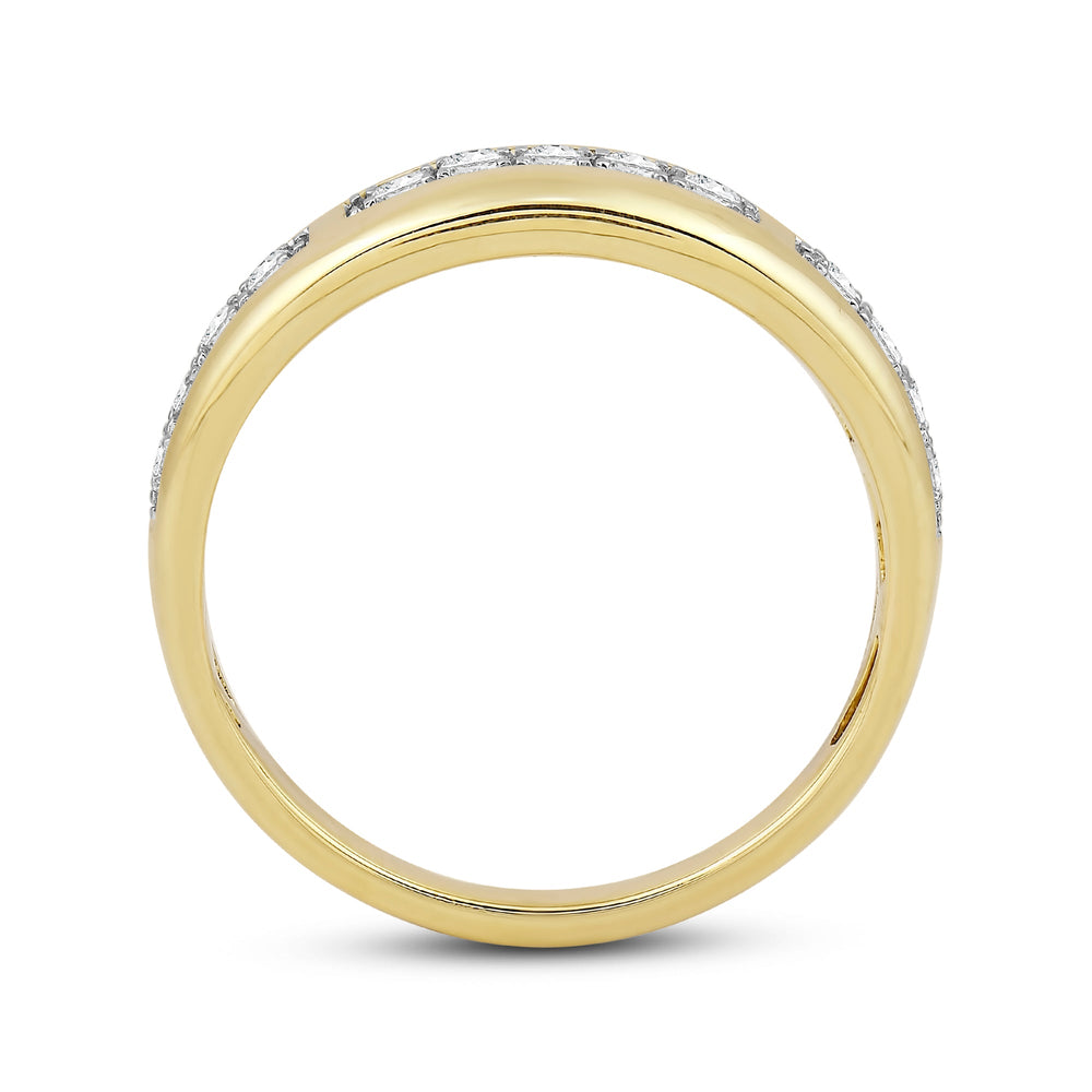 Waves Studded Diamond Fashion Ring with 14KT Yellow Gold / Lab / 1/4 Cut Diamond in 14KT Yellow Gold / Lab / 1/4 view 2
