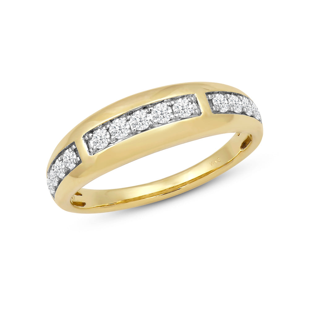 Waves Studded Diamond Fashion Ring with 14KT Yellow Gold / Lab / 1/4 Cut Diamond in 14KT Yellow Gold / Lab / 1/4 view 3
