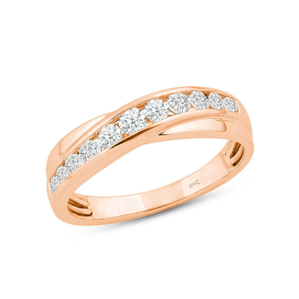 Wavy Diamond Fashion Ring with 14KT Rose Gold / Lab / 3/8 Cut Diamond in 14KT Rose Gold / Lab / 3/8 view 3
