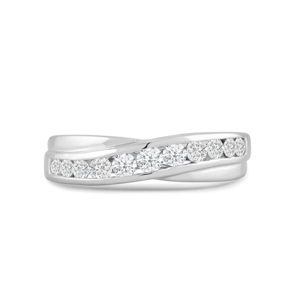 Wavy Diamond Fashion Ring with 14KT White Gold / Lab / 3/8 Cut Diamond in 14KT White Gold / Lab / 3/8 view 1
