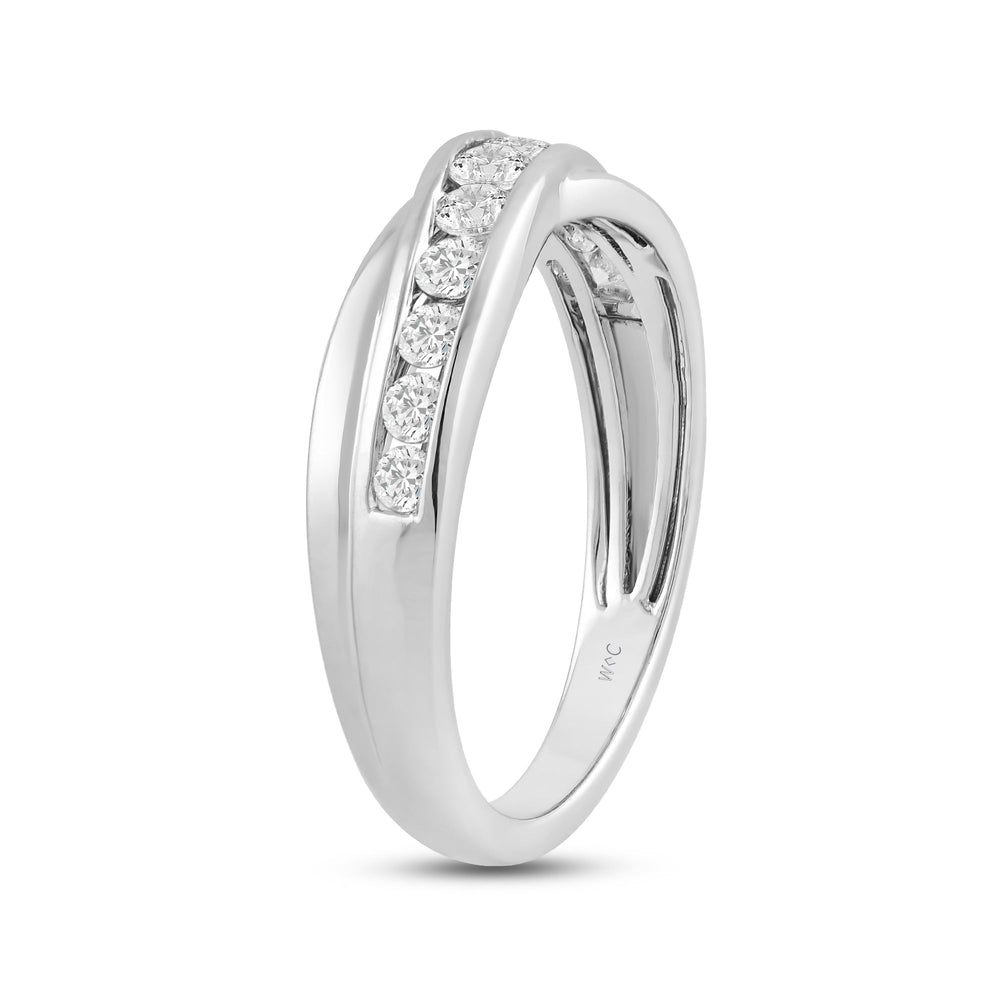 Wavy Diamond Fashion Ring with 14KT White Gold / Lab / 3/8 Cut Diamond in 14KT White Gold / Lab / 3/8 view 4
