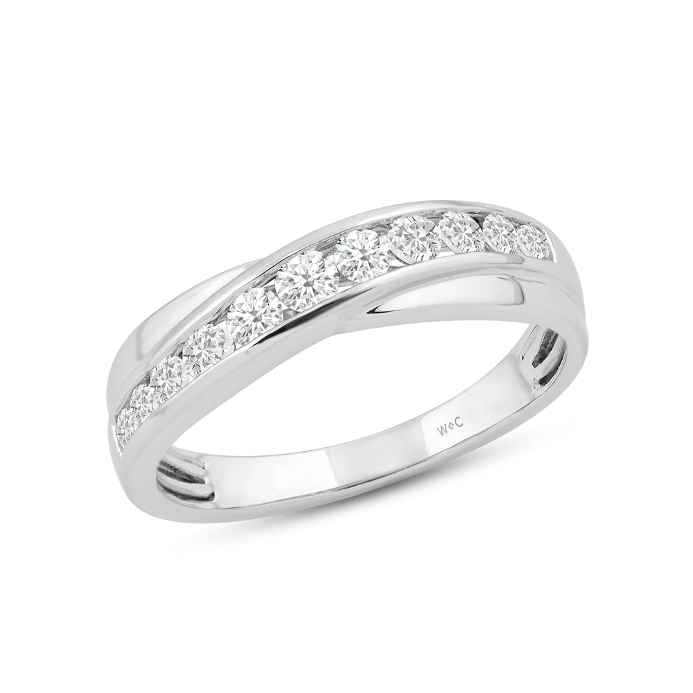 Wavy Diamond Fashion Ring with 14KT White Gold / Lab / 3/8 Cut Diamond in 14KT White Gold / Lab / 3/8 view 3
