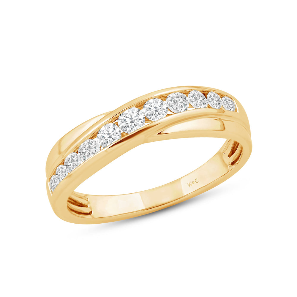 Wavy Diamond Fashion Ring with 14KT Yellow Gold / Lab / 3/8 Cut Diamond in 14KT Yellow Gold / Lab / 3/8 view 3
