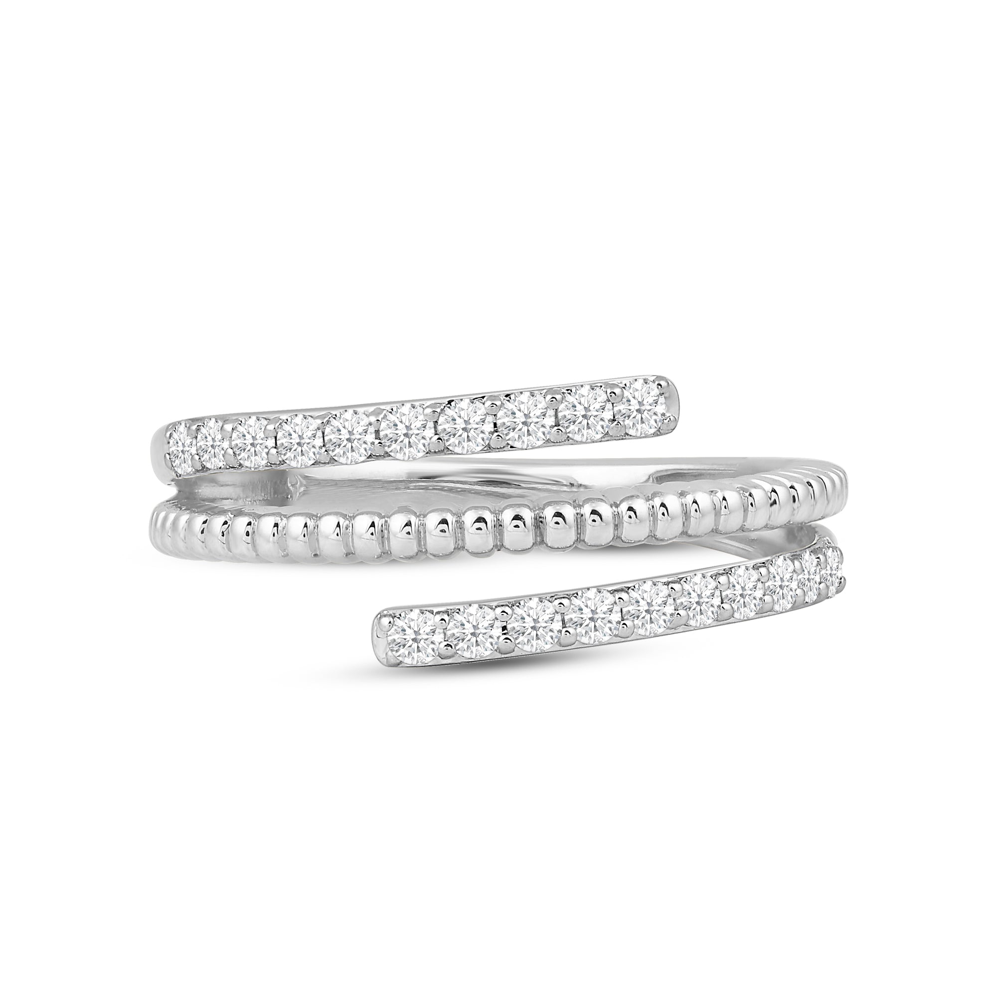 Beads and Diamond Spiral Fashion Ring