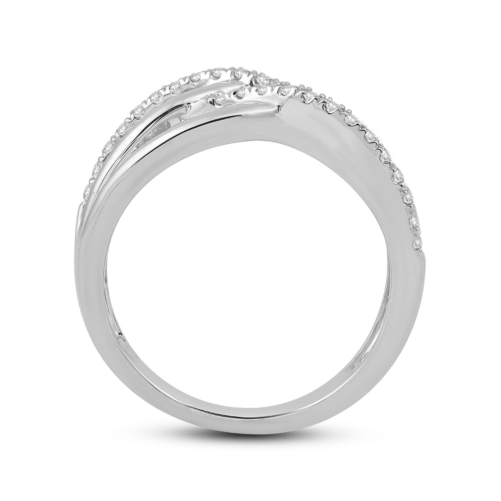 Crossover Studded and Gold Diamond Fashion Ring with 14KT White Gold / Lab / 1/4 Cut Diamond in 14KT White Gold / Lab / 1/4 view 2
