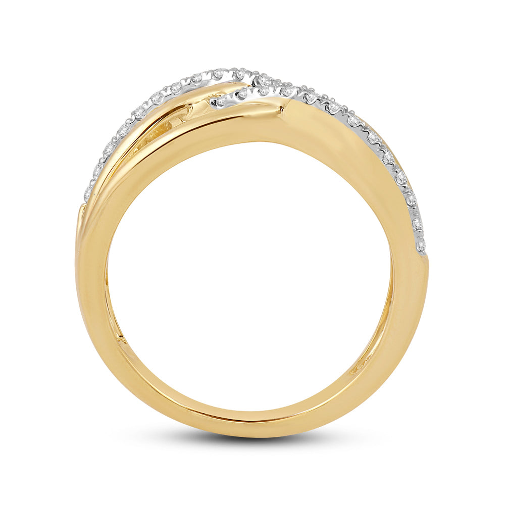 Crossover Studded and Gold Diamond Fashion Ring with 14KT Yellow Gold / Lab / 1/4 Cut Diamond in 14KT Yellow Gold / Lab / 1/4 view 2
