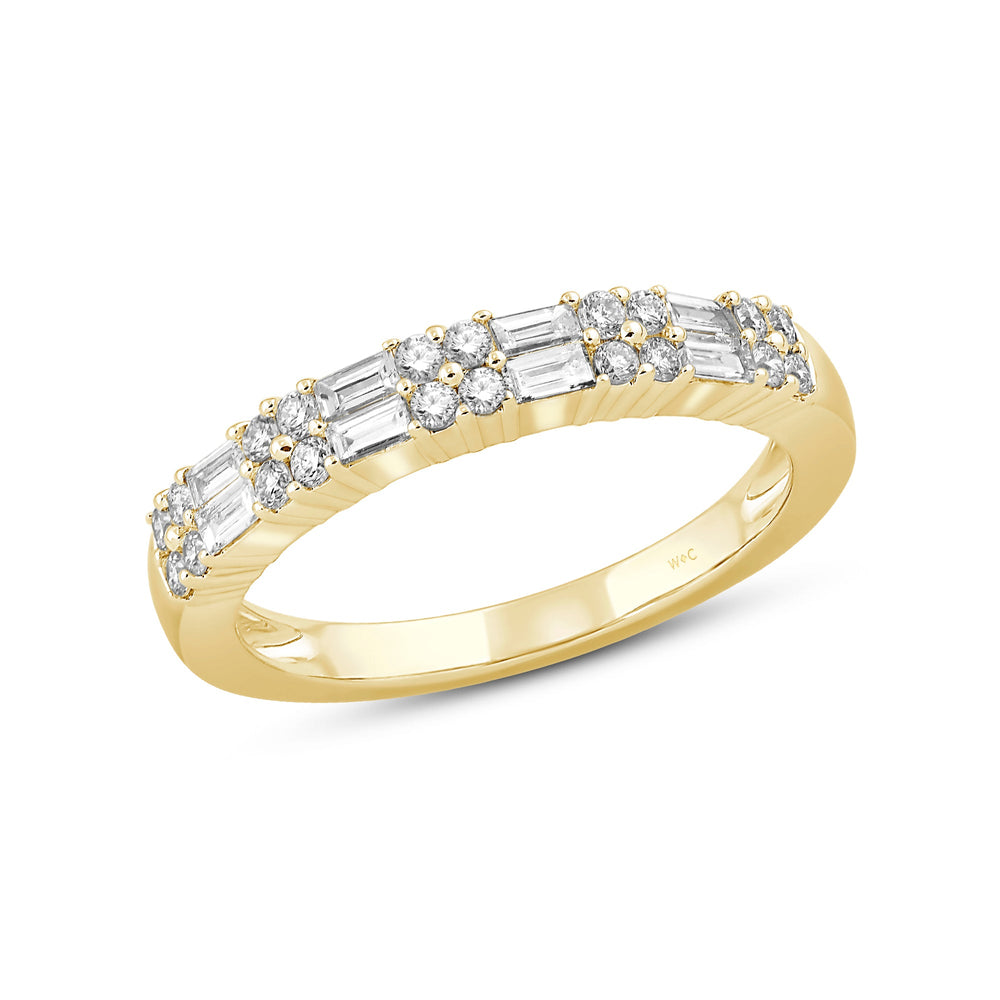 Baguette and Round Two Row Fashion Diamond Ring with 14KT Yellow Gold / Lab / 3/4 Cut Diamond in 14KT Yellow Gold / Lab / 3/4 view 3
