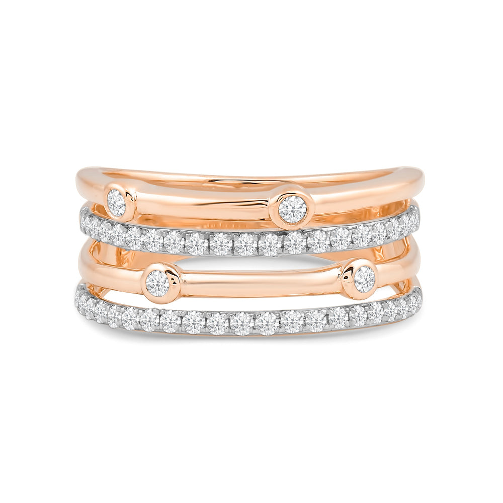 Four Row Bezel Station Ring with 14KT Rose Gold / Lab / 3/8 Cut Diamond in 14KT Rose Gold / Lab / 3/8 view 1
