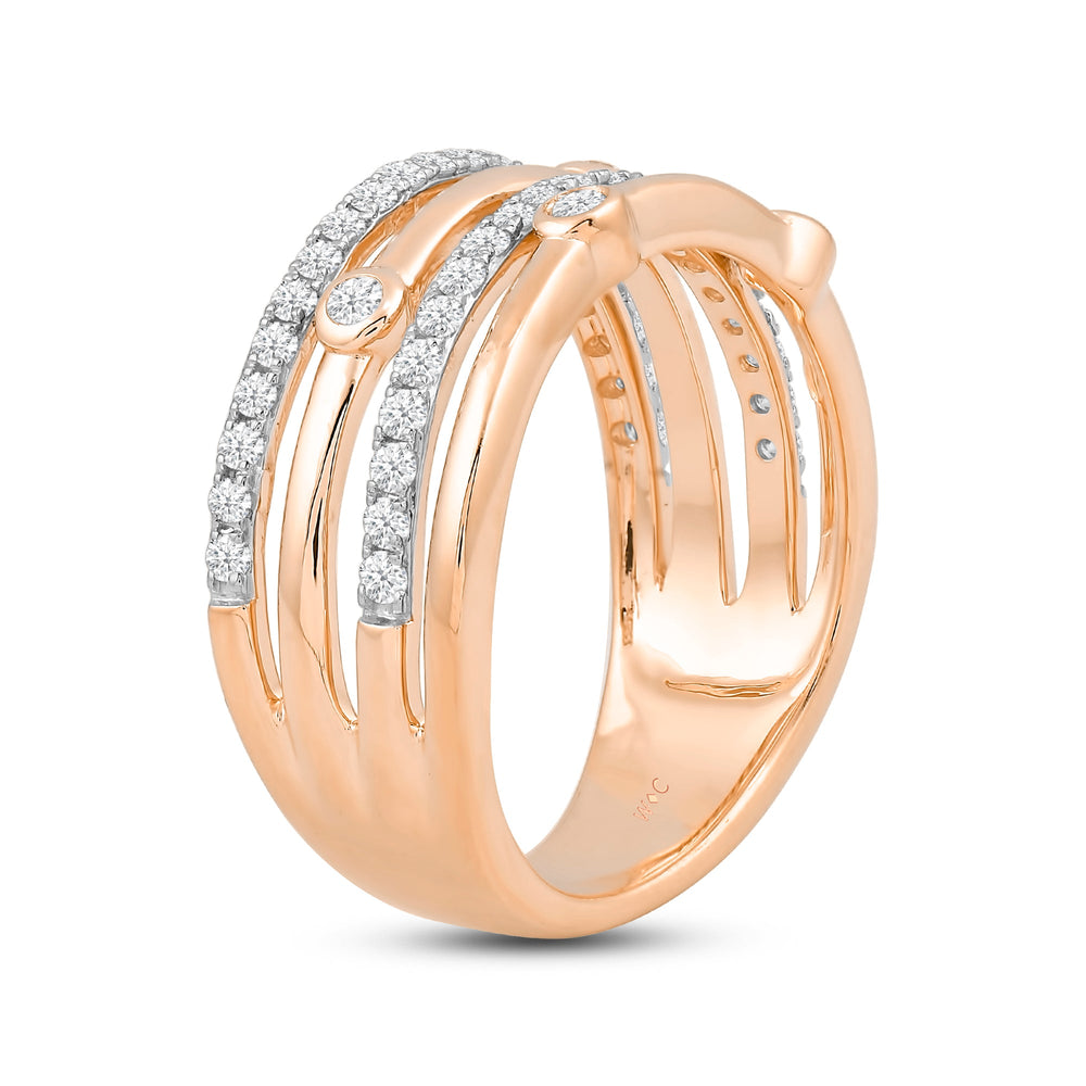 Four Row Bezel Station Ring with 14KT Rose Gold / Lab / 3/8 Cut Diamond in 14KT Rose Gold / Lab / 3/8 view 4
