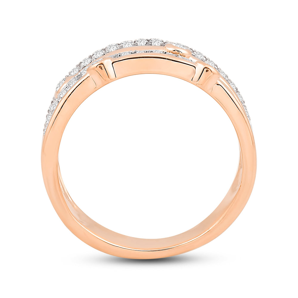 Four Row Bezel Station Ring with 14KT Rose Gold / Lab / 3/8 Cut Diamond in 14KT Rose Gold / Lab / 3/8 view 2
