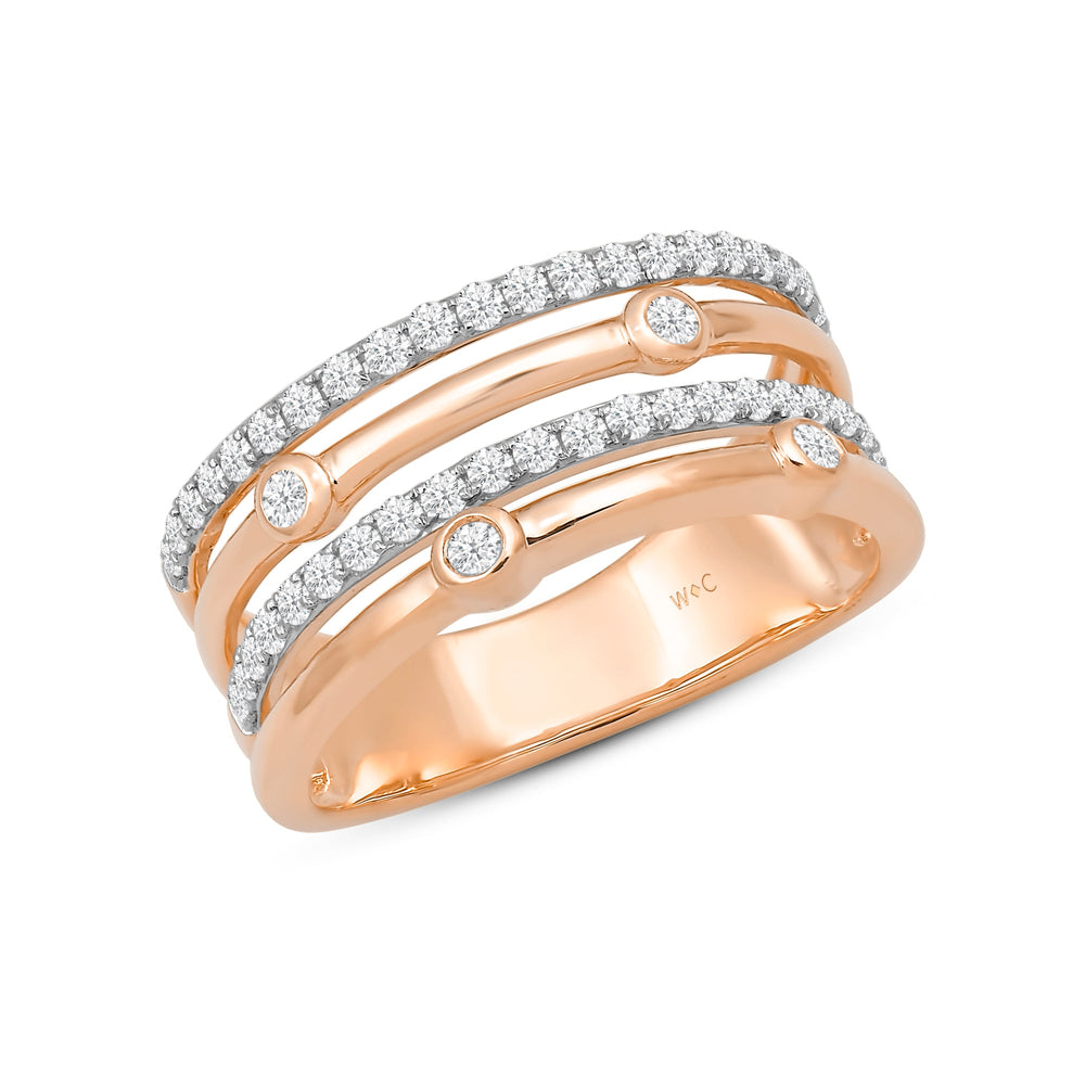 Four Row Bezel Station Ring with 14KT Rose Gold / Lab / 3/8 Cut Diamond in 14KT Rose Gold / Lab / 3/8 view 3
