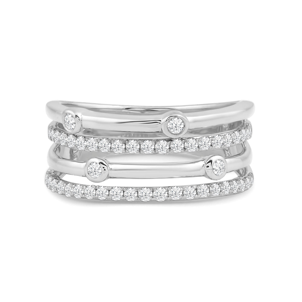 Four Row Bezel Station Ring with 14KT White Gold / Lab / 3/8 Cut Diamond in 14KT White Gold / Lab / 3/8 view 1

