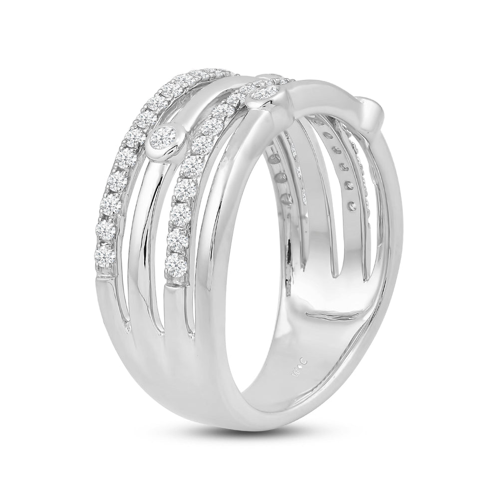 Four Row Bezel Station Ring with 14KT White Gold / Lab / 3/8 Cut Diamond in 14KT White Gold / Lab / 3/8 view 4
