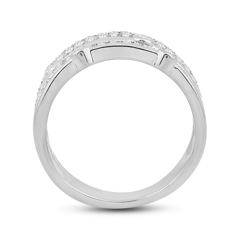 Four Row Bezel Station Ring with 14KT White Gold / Lab / 3/8 Cut Diamond in 14KT White Gold / Lab / 3/8 view 2
