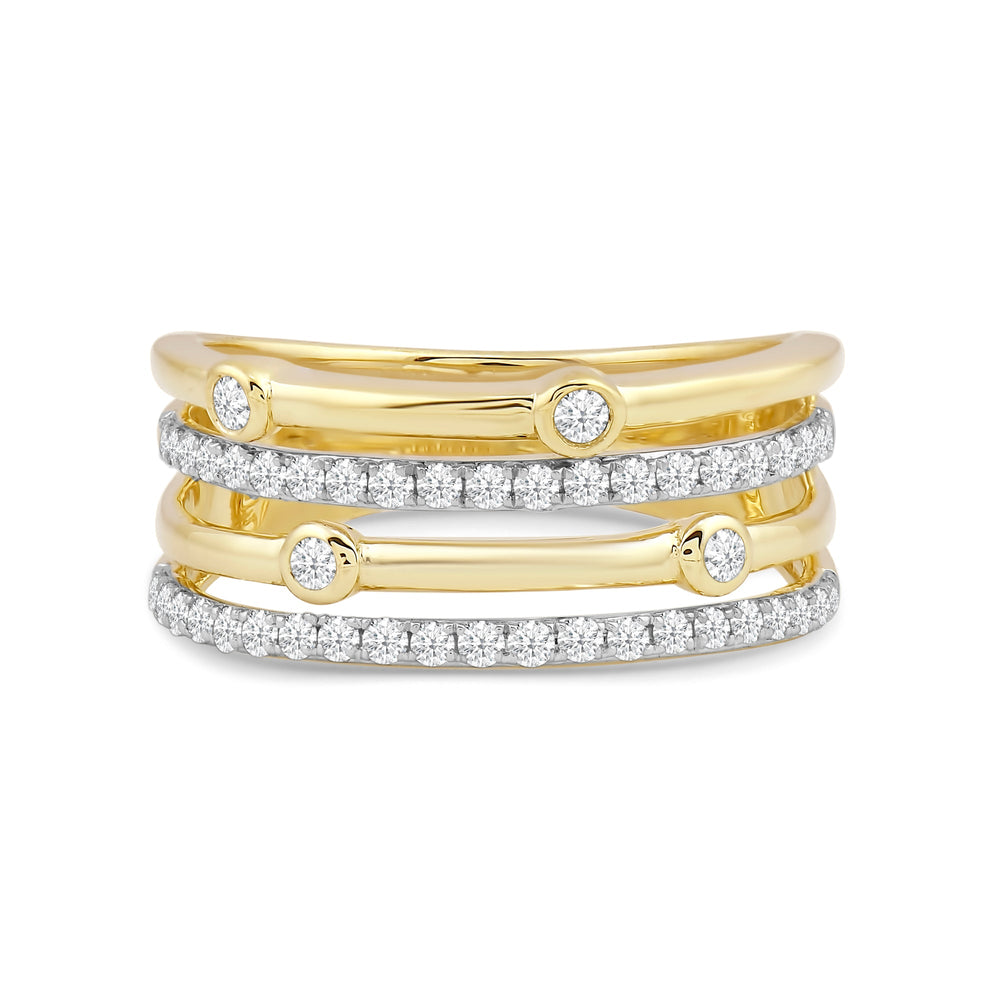 Four Row Bezel Station Ring with 14KT Yellow Gold / Lab / 3/8 Cut Diamond in 14KT Yellow Gold / Lab / 3/8 view 1
