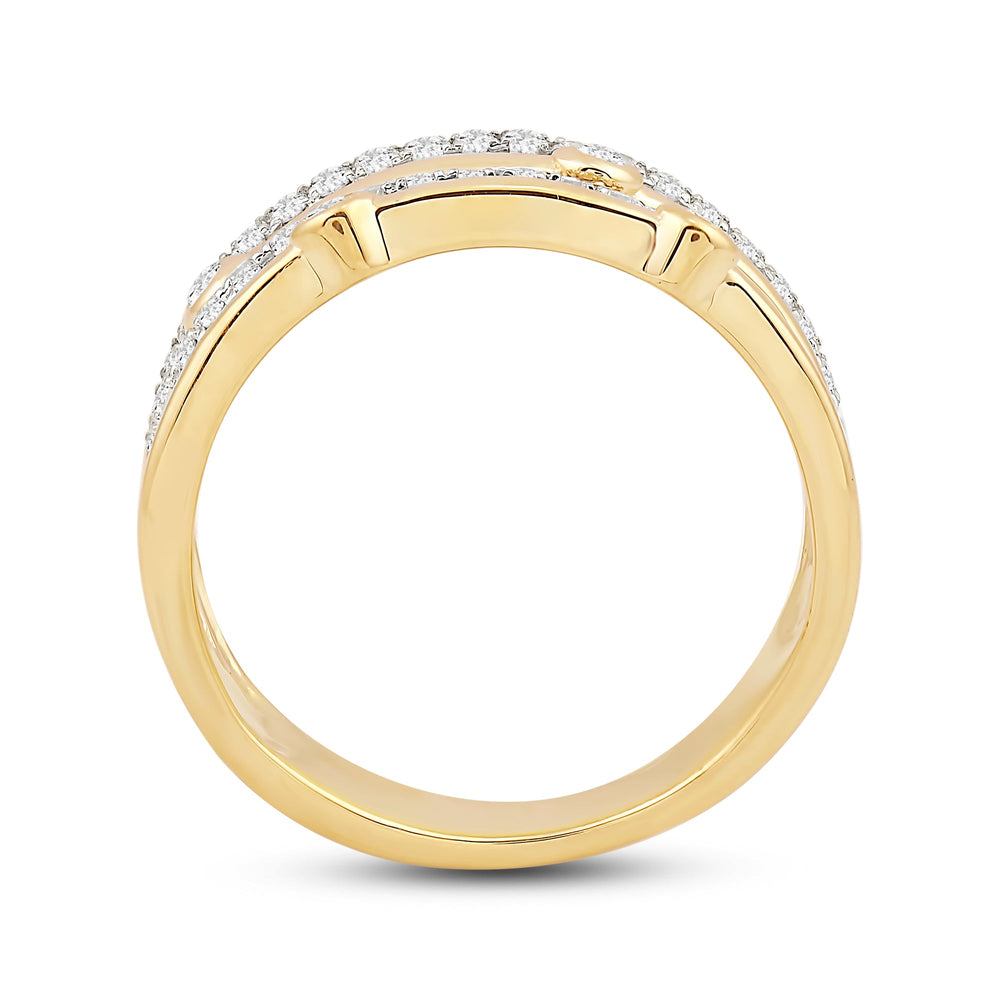 Four Row Bezel Station Ring with 14KT Yellow Gold / Lab / 3/8 Cut Diamond in 14KT Yellow Gold / Lab / 3/8 view 2
