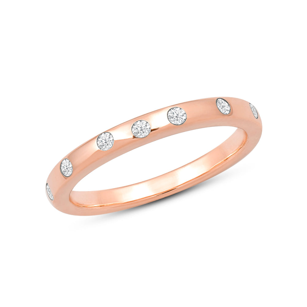 Flushed Set Diamond Galaxy Ring with 14KT Rose Gold / Lab / 1/20 Cut Diamond in 14KT Rose Gold / Lab / 1/20 view 3
