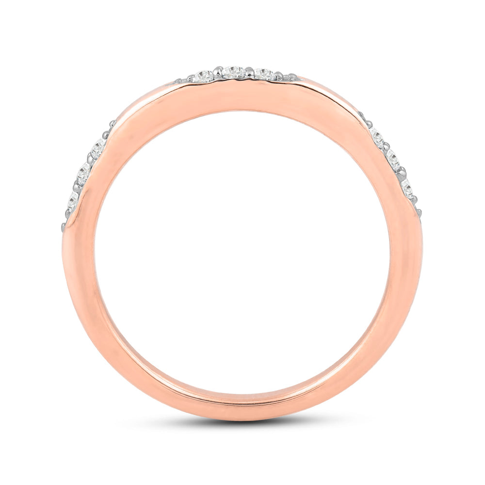 Studded Station Diamond Fashion Ring with 14KT Rose Gold / Lab / 1/10 Cut Diamond in 14KT Rose Gold / Lab / 1/10 view 2
