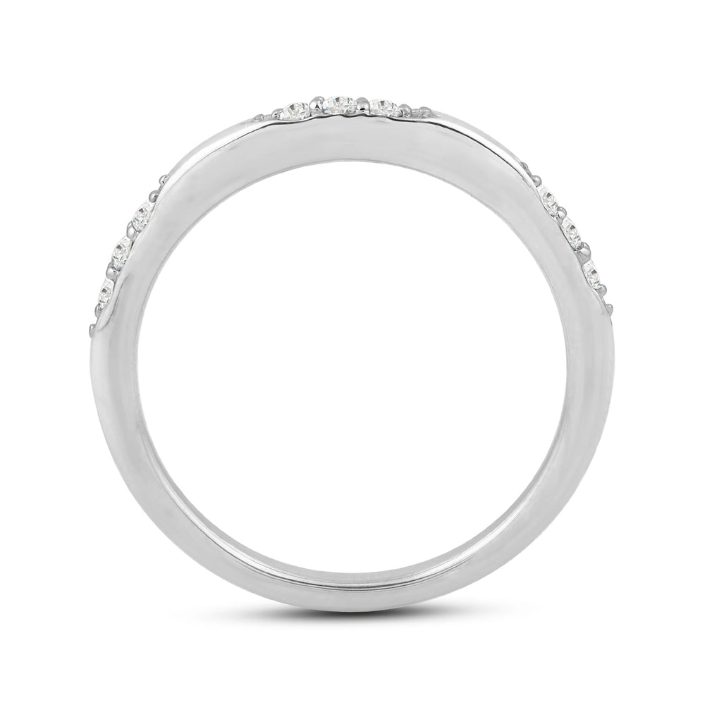 Studded Station Diamond Fashion Ring with 14KT White Gold / Lab / 1/10 Cut Diamond in 14KT White Gold / Lab / 1/10 view 2
