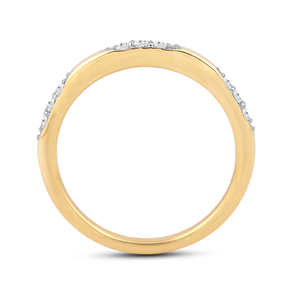 Studded Station Diamond Fashion Ring with 14KT Yellow Gold / Lab / 1/10 Cut Diamond in 14KT Yellow Gold / Lab / 1/10 view 2
