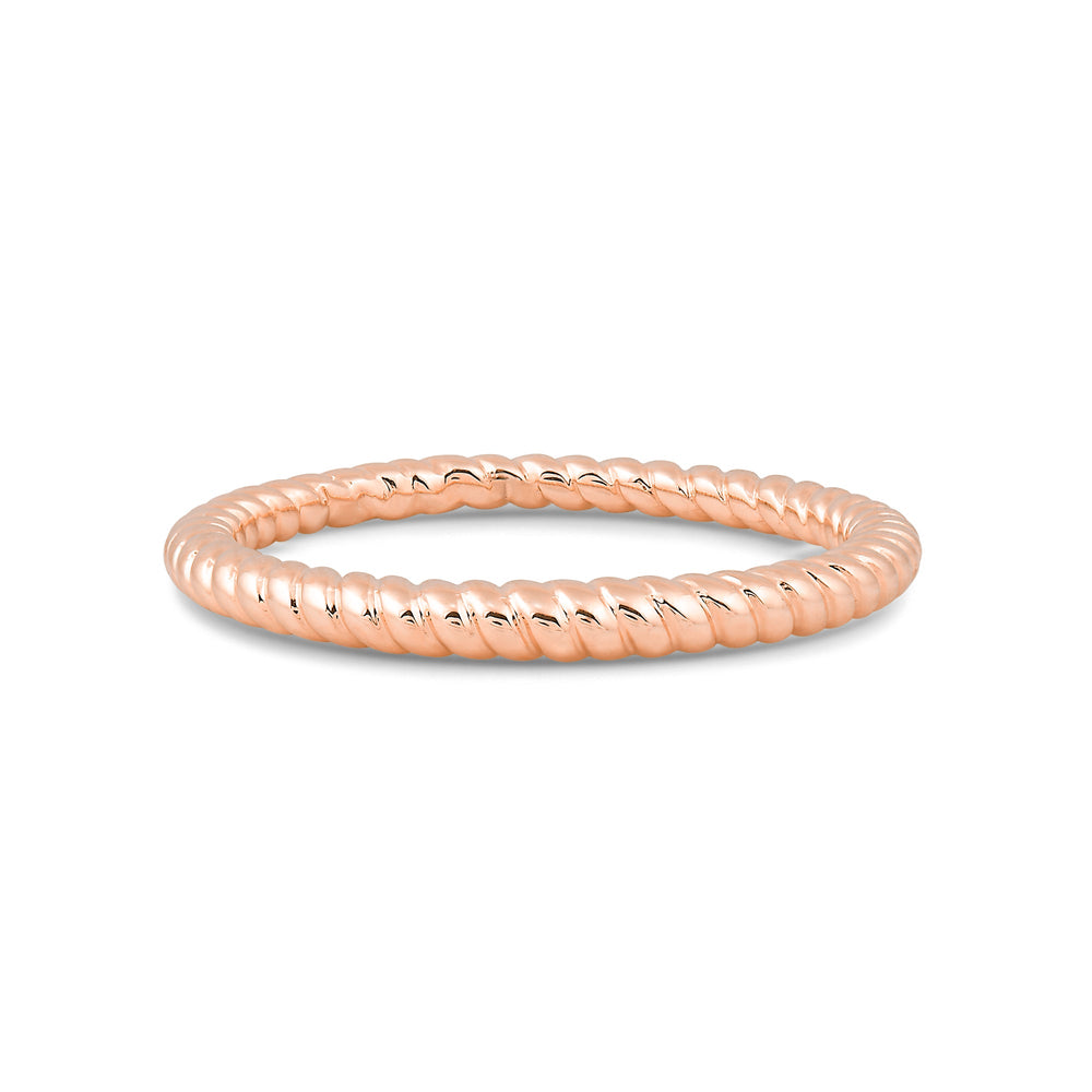 Twisted Rope Plain Fashion Ring with 14KT Rose Gold Cut Diamond in 14KT Rose Gold view 1
