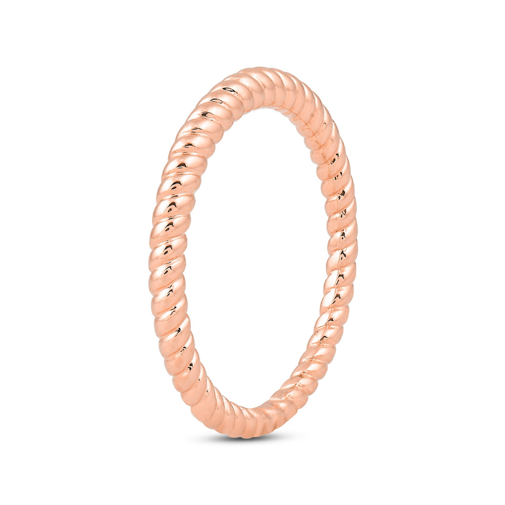 Twisted Rope Plain Fashion Ring with 14KT Rose Gold Cut Diamond in 14KT Rose Gold view 4
