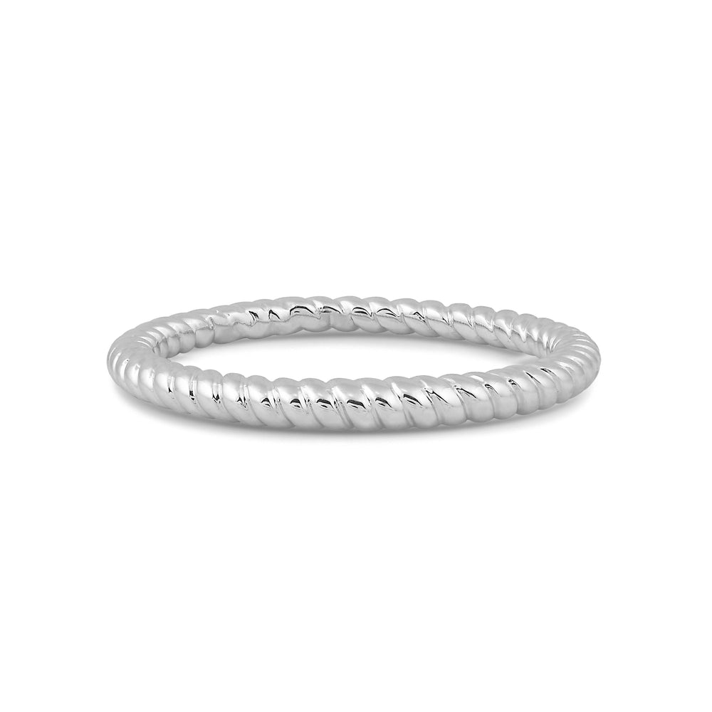 Twisted Rope Plain Fashion Ring with 14KT White Gold Cut Diamond in 14KT White Gold view 1
