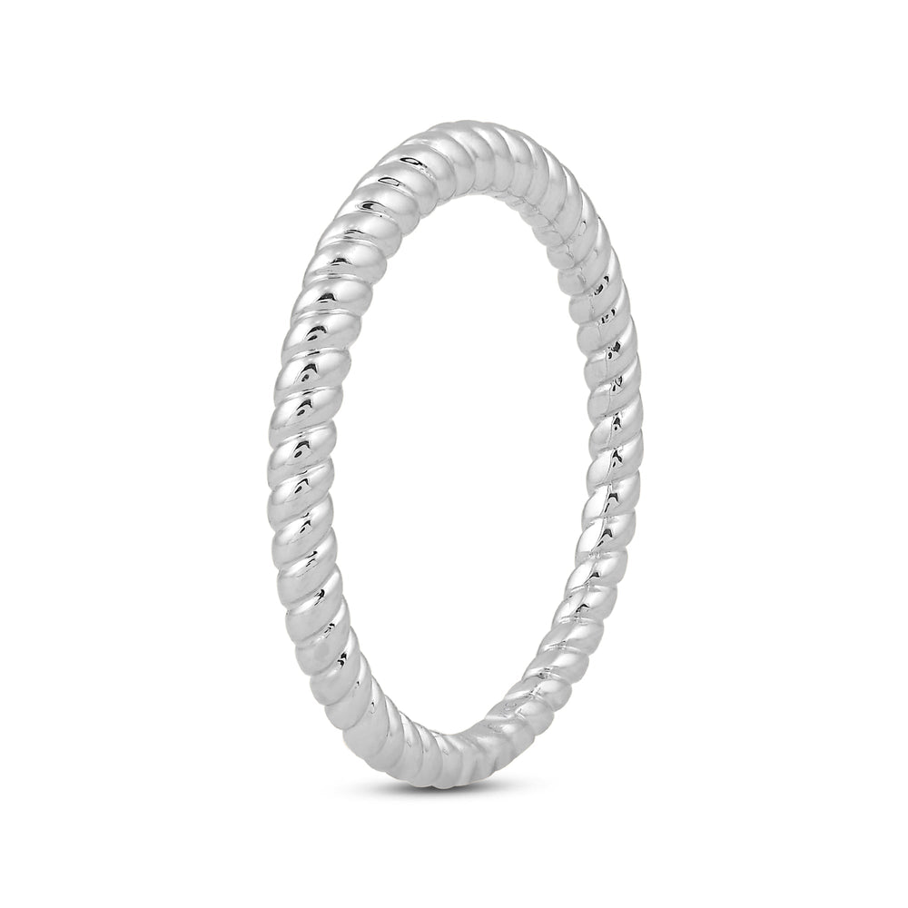 Twisted Rope Plain Fashion Ring with 14KT White Gold Cut Diamond in 14KT White Gold view 4
