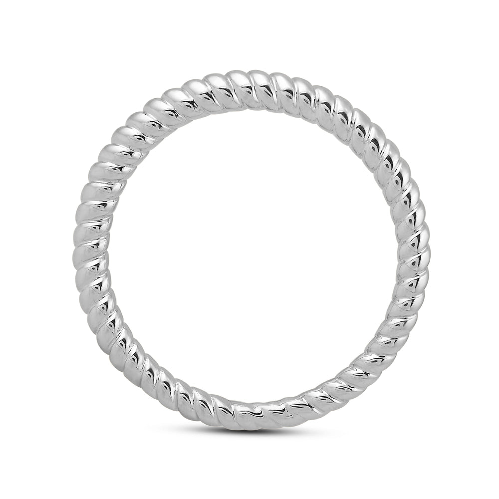 Twisted Rope Plain Fashion Ring with 14KT White Gold Cut Diamond in 14KT White Gold view 2
