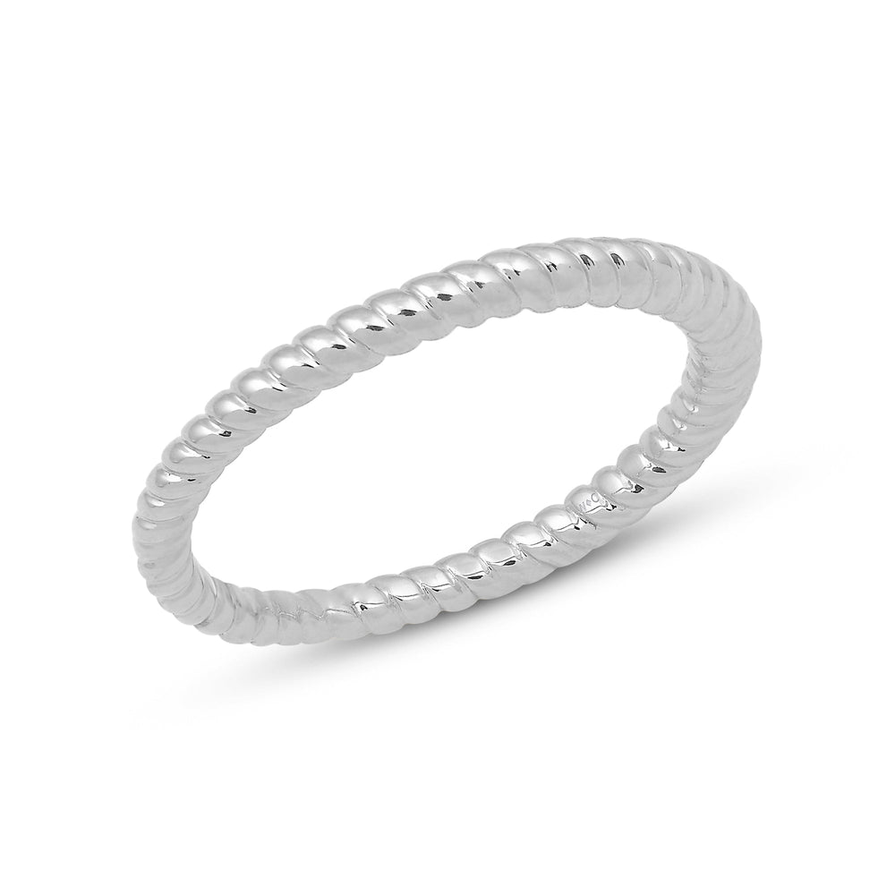 Twisted Rope Plain Fashion Ring with 14KT White Gold Cut Diamond in 14KT White Gold view 3
