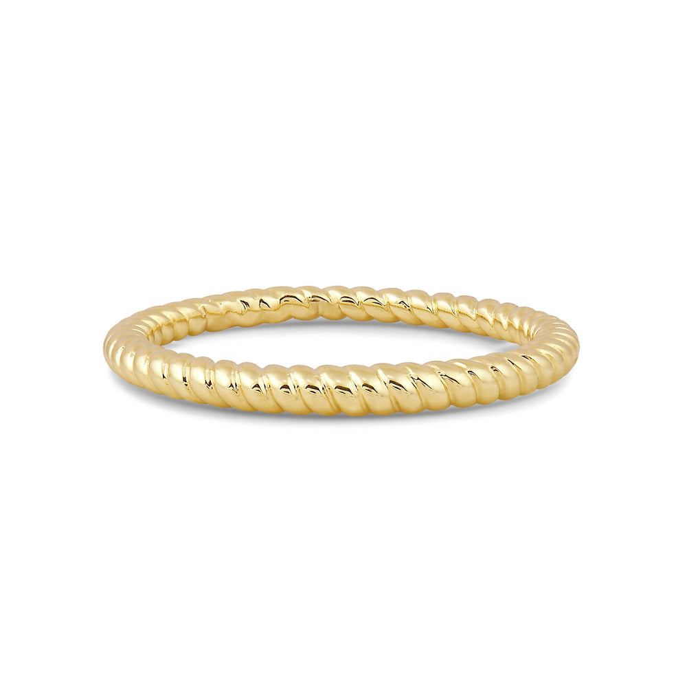 Twisted Rope Plain Fashion Ring with 14KT Yellow Gold Cut Diamond in 14KT Yellow Gold view 1
