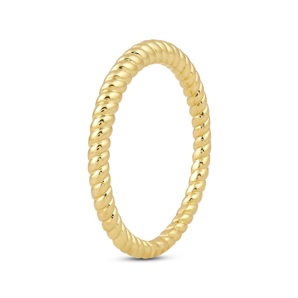 Twisted Rope Plain Fashion Ring with 14KT Yellow Gold Cut Diamond in 14KT Yellow Gold view 4
