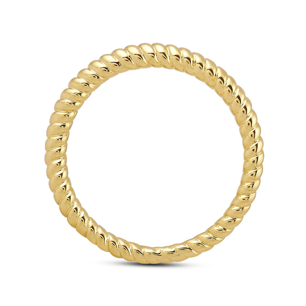 Twisted Rope Plain Fashion Ring with 14KT Yellow Gold Cut Diamond in 14KT Yellow Gold view 2
