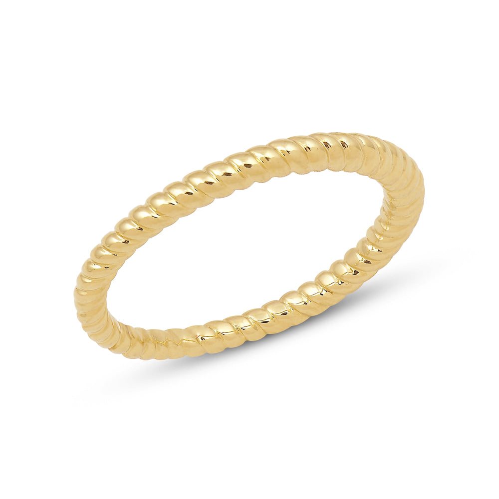 Twisted Rope Plain Fashion Ring with 14KT Yellow Gold Cut Diamond in 14KT Yellow Gold view 3
