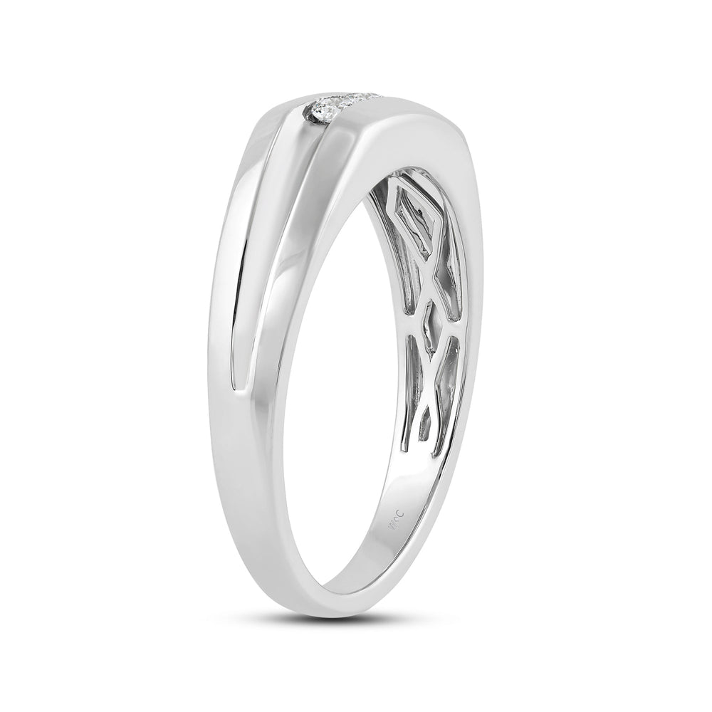 Three Stone Men's Ring with 14KT White Gold / Lab / 1/2 Cut Diamond in 14KT White Gold / Lab / 1/2 view 4
