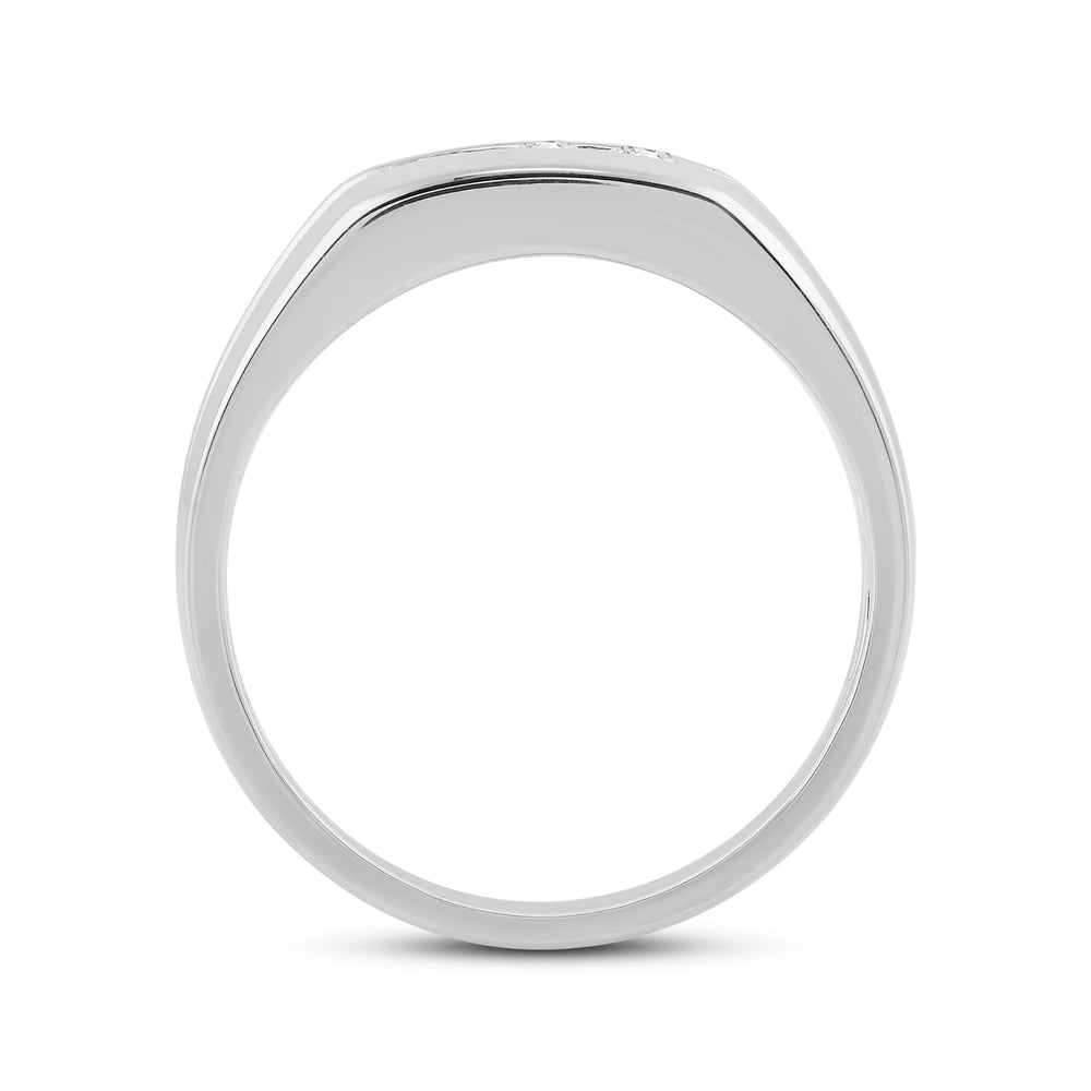 Three Stone Men's Ring with 14KT White Gold / Lab / 1/2 Cut Diamond in 14KT White Gold / Lab / 1/2 view 2
