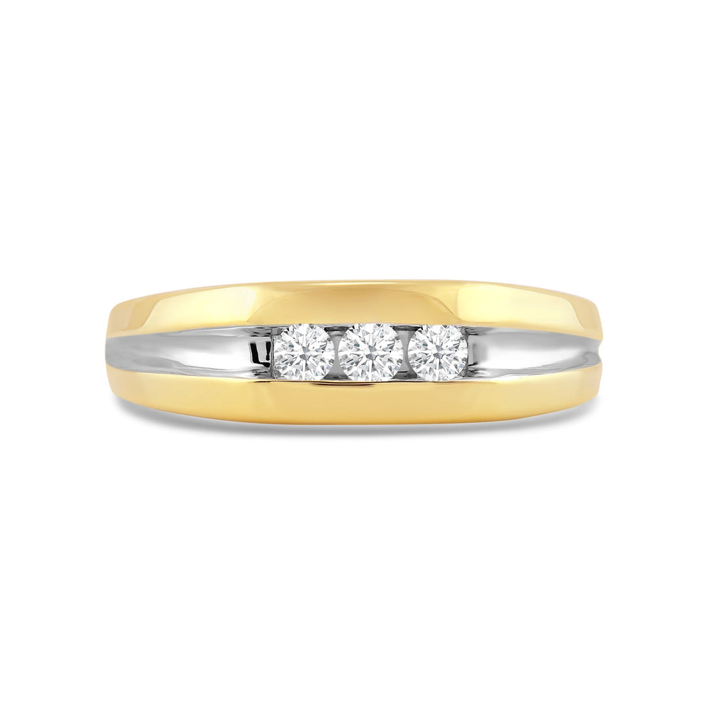 Three Stone Men's Ring with 14KT White & Yellow Gold / Lab / 1/2 Cut Diamond in 14KT White & Yellow Gold / Lab / 1/2 view 1

