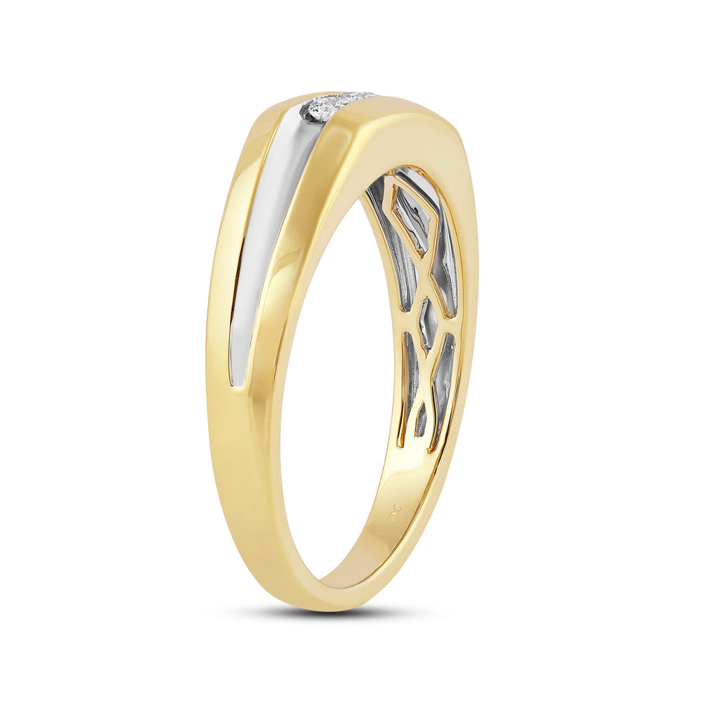 Three Stone Men's Ring with 14KT White & Yellow Gold / Lab / 1/2 Cut Diamond in 14KT White & Yellow Gold / Lab / 1/2 view 4

