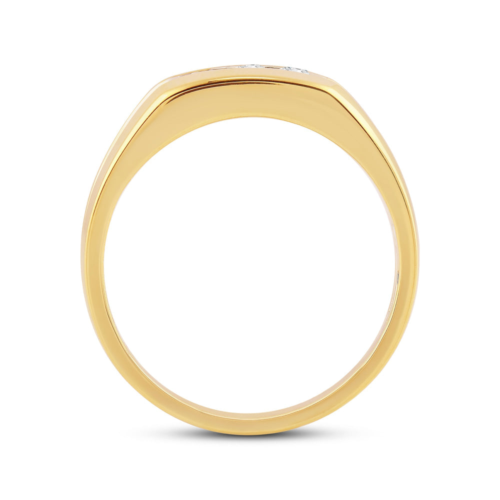 Three Stone Men's Ring with 14KT White & Yellow Gold / Lab / 1/2 Cut Diamond in 14KT White & Yellow Gold / Lab / 1/2 view 2
