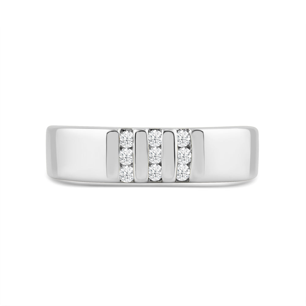 Three Line Stone Diamond Men's Ring with Platinum / Lab / 1/4 Cut Diamond in 14KT Platinum / Lab / 1/4 view 1
