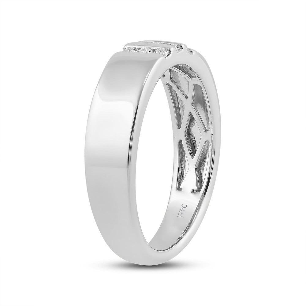 Three Line Stone Diamond Men's Ring with Platinum / Lab / 1/4 Cut Diamond in 14KT Platinum / Lab / 1/4 view 4
