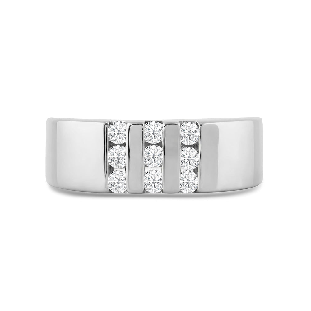 Three Line Stone Diamond Men's Ring with Platinum / Lab / 1/2 Cut Diamond in 14KT Platinum / Lab / 1/2 view 1
