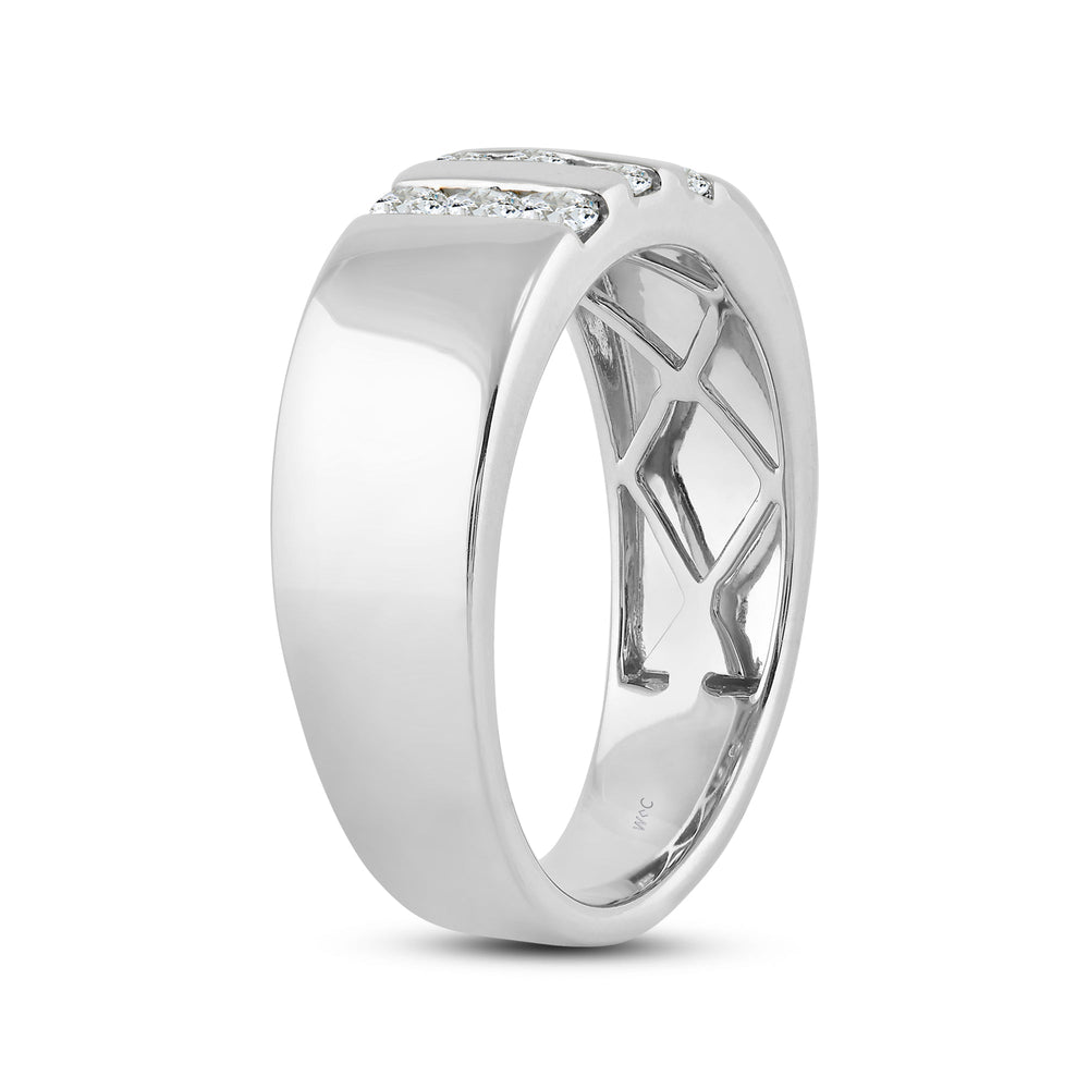 Three Line Stone Diamond Men's Ring with Platinum / Lab / 1/2 Cut Diamond in 14KT Platinum / Lab / 1/2 view 4
