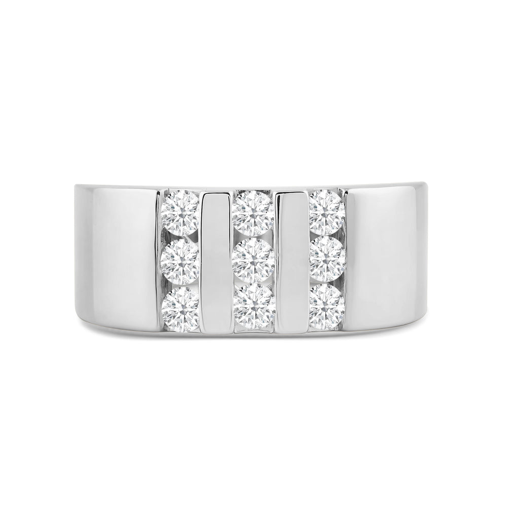 Three Line Stone Diamond Men's Ring with Platinum / Lab / 1 Cut Diamond in 14KT Platinum / Lab / 1 view 1
