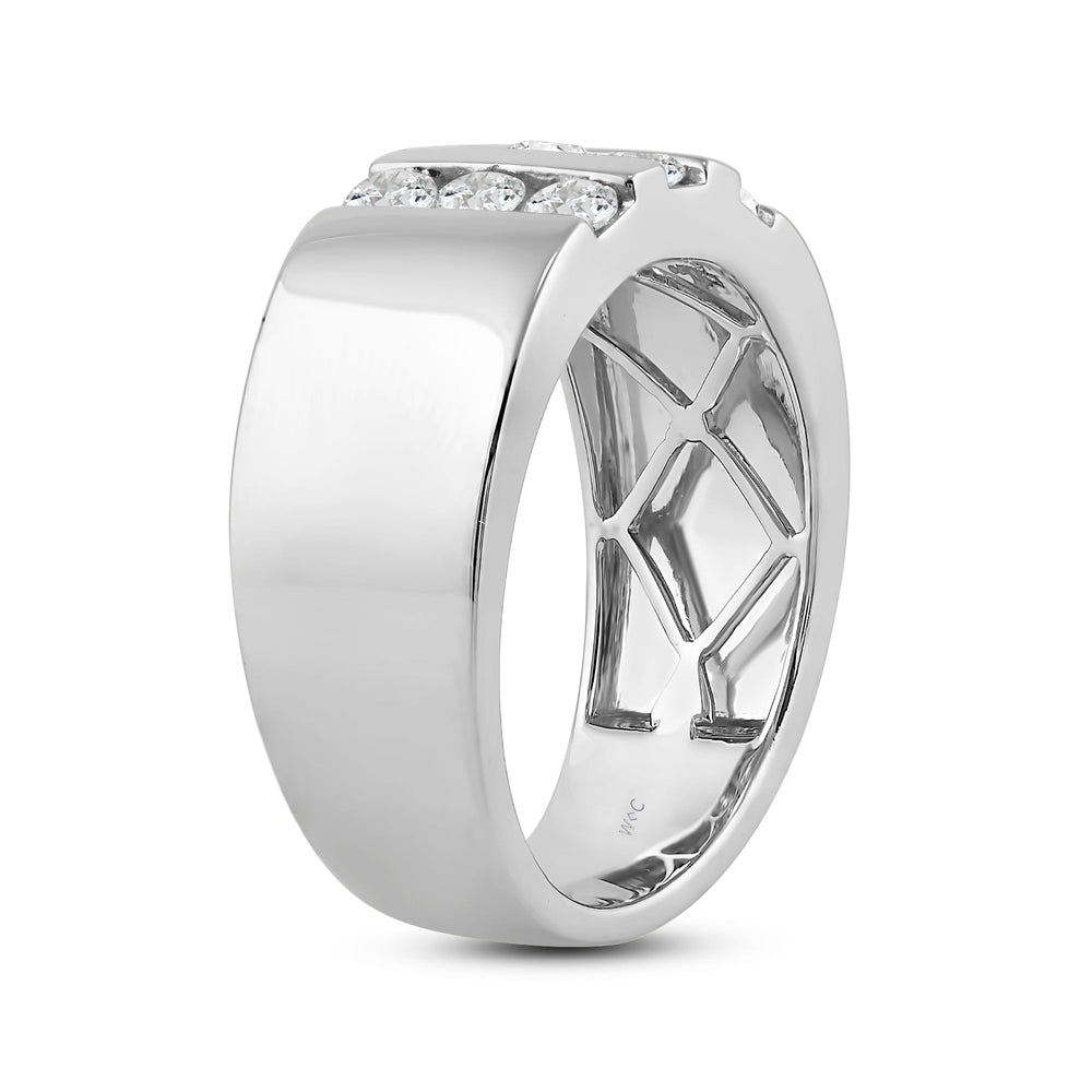 Three Line Stone Diamond Men's Ring with Platinum / Lab / 1 Cut Diamond in 14KT Platinum / Lab / 1 view 4
