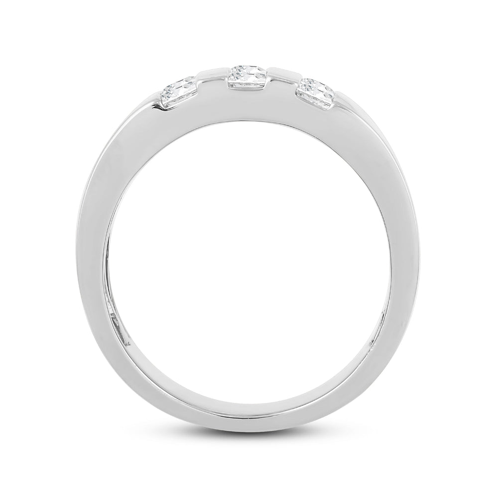 Three Line Stone Diamond Men's Ring with Platinum / Lab / 1 Cut Diamond in 14KT Platinum / Lab / 1 view 2

